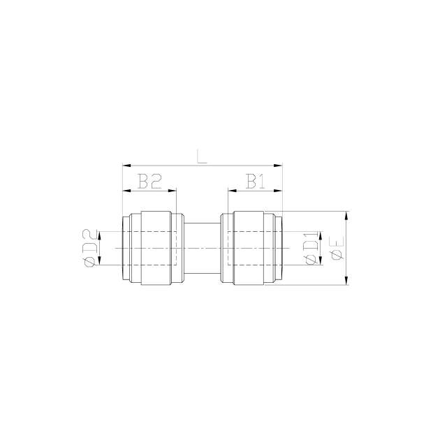 HUC Gerader Verbinder zöllige Steckverbindung 5/32 bis 1/2 Zoll (Reduzierung)