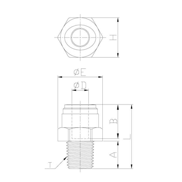 HPC1/4-N02G Einschraub-Verbinder N1/4 Zoll AG NPTF Steckverbindung 1/4 Zoll = 6,35mm