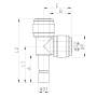 HSJ T-Verbinder mit seitlichem metrischen Stutzen und Steckverbindung 4 bis 12mm
