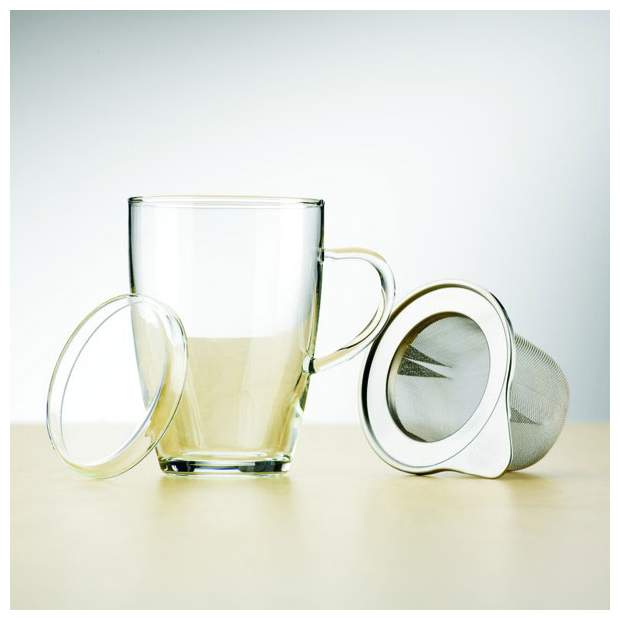 AURELIA Teeglas-Set mit Metallsieb und Glasdeckel 350ml