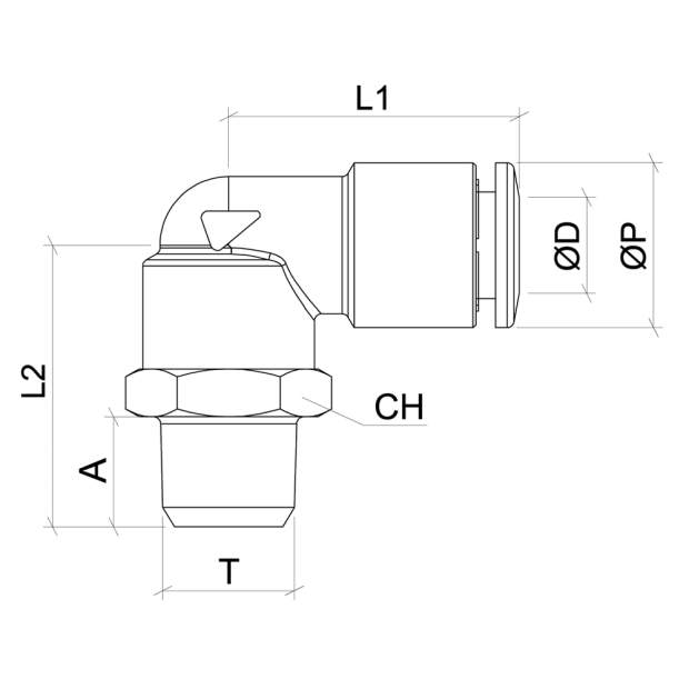 XVRL-R Winkel-Einschraubverbinder Edelstahl AISI316L BSPT-Kegelgewinde Steckverbindung 4-12mm