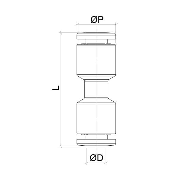 XVRUC Gerader Verbinder Edelstahl AISI316L metrische Steckverbindung 4 bis 12mm