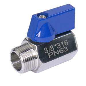 MBV-9180 Mini-Kugelhahn aus INOX-Edelstahl AISI316 mit...