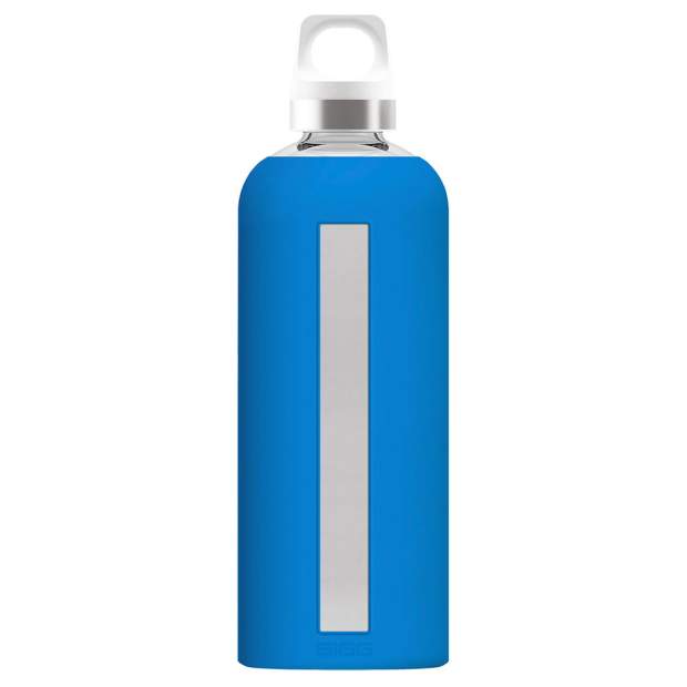 SIGG Trinkflasche aus Glas mit Sichtfenster und Silikonhülle 850ml