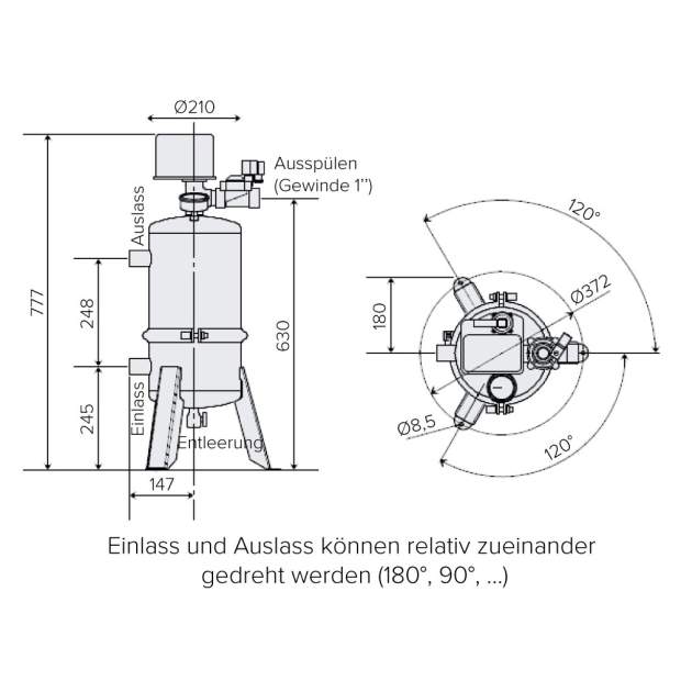 AG100 Selbstreinigender Sedimentfilter mit automatischer Spülung bis 12 m³/h
