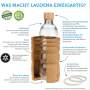 LAGOENA Glas-Trinkflasche mit Holzdeckel und Korkmantel 500ml oder 700ml