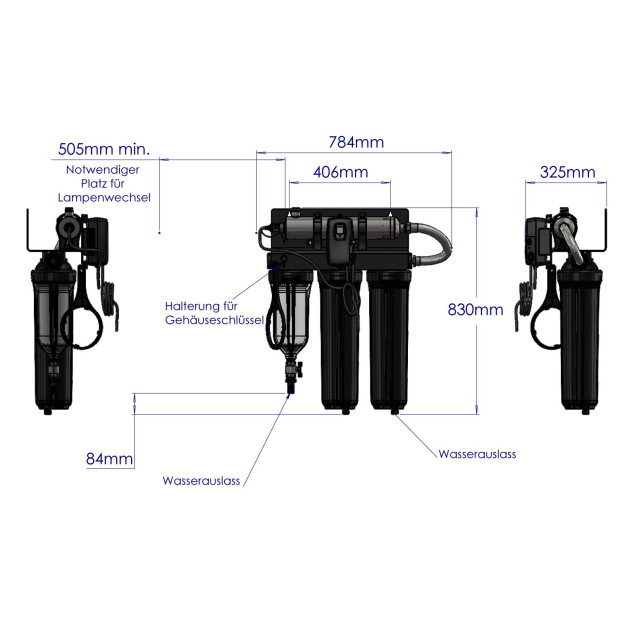 BLACKCOMB Trio UVC-Reaktoranlage 3 Filterstufen für Brunnenwasser (max. 45L/min)