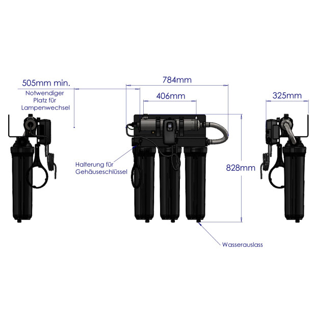 BLACKCOMB Trio UVC-Reaktoranlage 3 Filterstufen für Brunnenwasser (max. 45L/min)