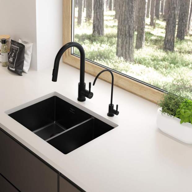 MINA 1-Wege-Wasserhahn  aus schwarz beschichtetem Edelstahl