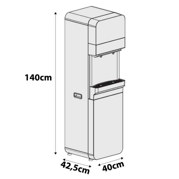 AQUI-STANDUP Osmoseanlage als Standgerät-Wasserspender mit Sprudelwasser und Heißwasser