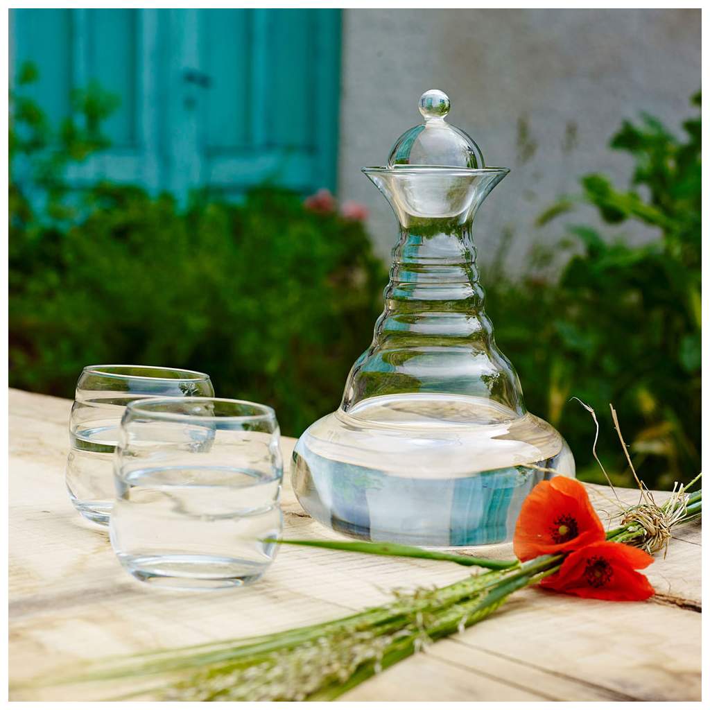 Natures Designs Glas mit Blume des Lebens Mythos Platin